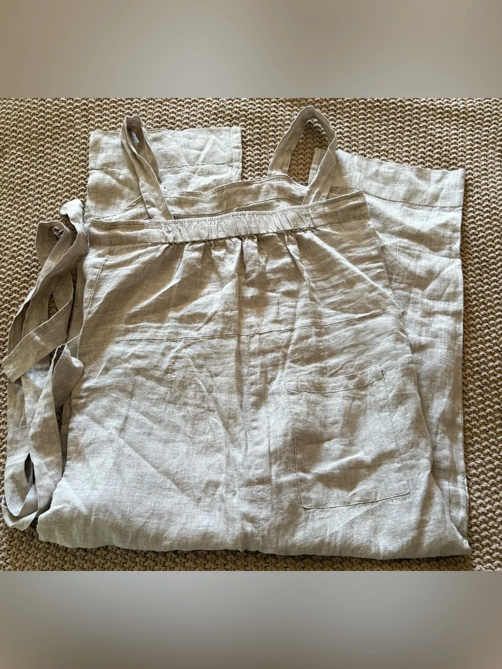 QUINCE 100% European Linen Square Neck Jumpsuit Flax NEW Size Medium